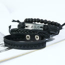 4pcs Retro Weave Bracelet Multilayer Leather Bangles Religious Jewelry Gift A