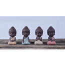 3Pc Cute Little Buddha Statue Monk Kung Fu Tea Pet Statuette Home Ornament