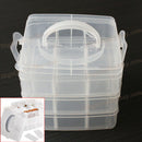 Clear 3 Tier Plastic Craft Storage Organizer Box Case Adjustable 18 Compartments