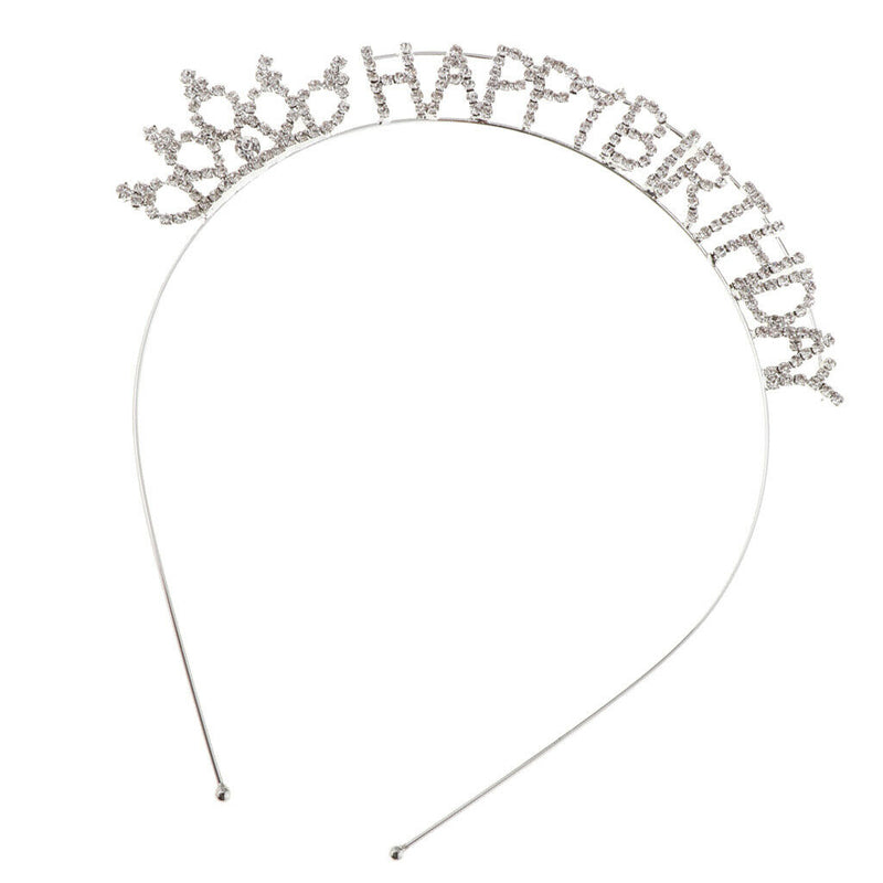 Happy Birthday Tiara Crystal Rhinestone Princess Crown Headwear Hair Jewelry
