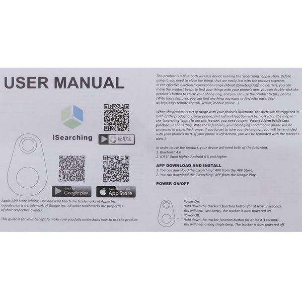 Square Mini Smart Finder Bluetooth Tracer Black