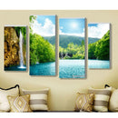 4 Panels Unframed Art Canvas Oil Painting Picture Waterfall and Lake Print
