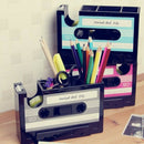 Cassette Tape Dispenser Pen Holder Vase Pencil Pot Stationery Desk Tidy Con Z2T8