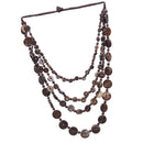 Handmade Multilayer Wood Coin Beads Strand Statement Long Necklace for Women