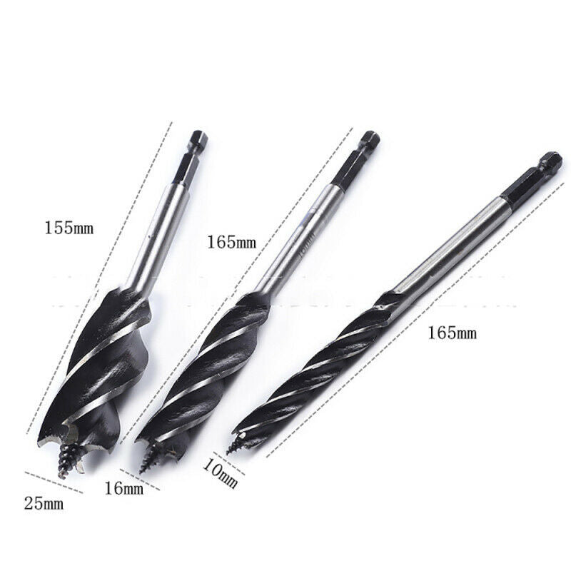 3* Woodworking Extension Drill Bits Carbon Steel 10mm 16mm 25mm Twist Drill YCB