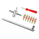 Valve Core Tool Set - 6Pcs Valve Cores, 4-Way Valve Tool, Single Head Valve Core