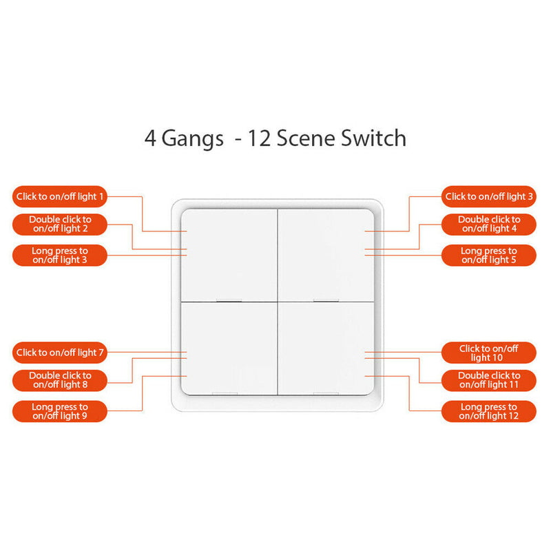 Smart Home Light Wifi Switch 4 Gang Wireless APP Remote Control Touch Panel A