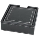 Black PU Leather Drink Coasters Set of 6 Glass Mug Cup Mats Pats Table Plac E7I2