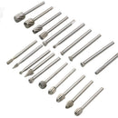 20pcs HSS Wood Milling Cutter Carving Rasps Rotary File Burr Drill Bit Set Tool