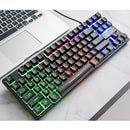 K16 USB Wired Rainbow LED Backlit 87 Keys Gaming Keyboard for PC Laptop Gamers