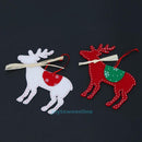2pcs Christmas Tree Party Ornaments Deer Elk With Ribbon Hanging Decoration Gift