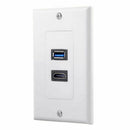 1x 2Port HDMI+USB 3.0 Female Wall Face Plate Panel Outlet Socket Extender W