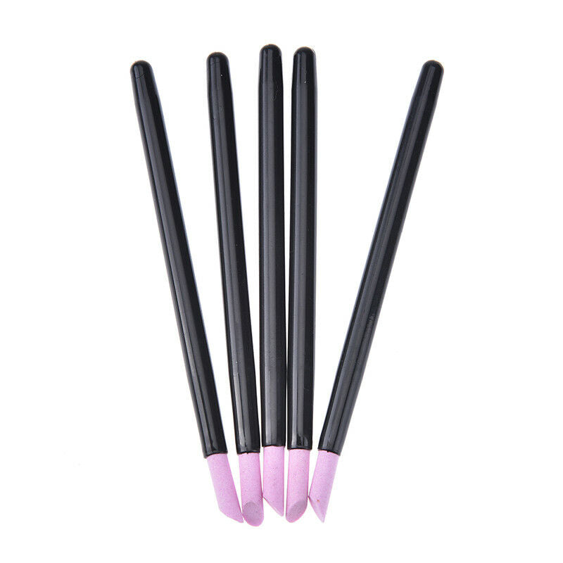 5pcs/lot nail art quartz scrubs stone cuticle remover stick pen polish .-J Gw