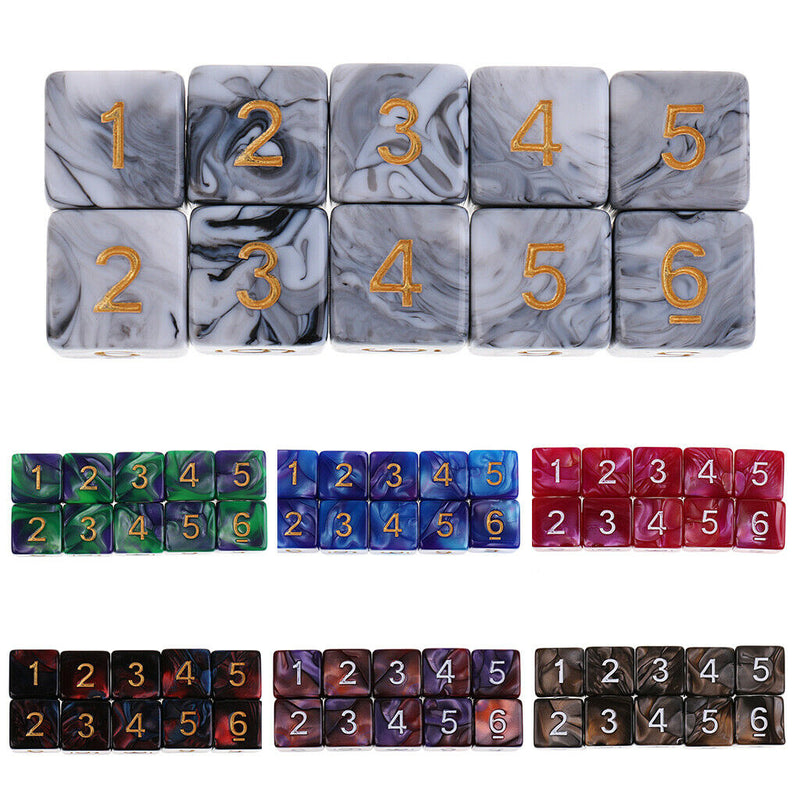 10PCS 6 Sided D6 Dice for Dungeons and Dragons  TRPG Table Games