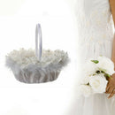White Basket Romantic Bowknot Silk Cloth Wedding Ceremony Party Rose Flowe BQK