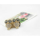 1Pair Packed - Lovely Golden Super Bling Crystal Rhinestone Owl Earrings Ea U9B5
