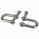 M6x38mm Straight D-Shackle, Short, Stainless Steel AISI 316
