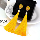 Women Long Earrings Hanging Bohemian Large Tassel Earring Ethnic Yellow