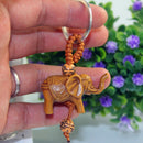 Lucky Elephant Keychain Key Ring Chain Evil Defends Gift Carving Wooden Pendant