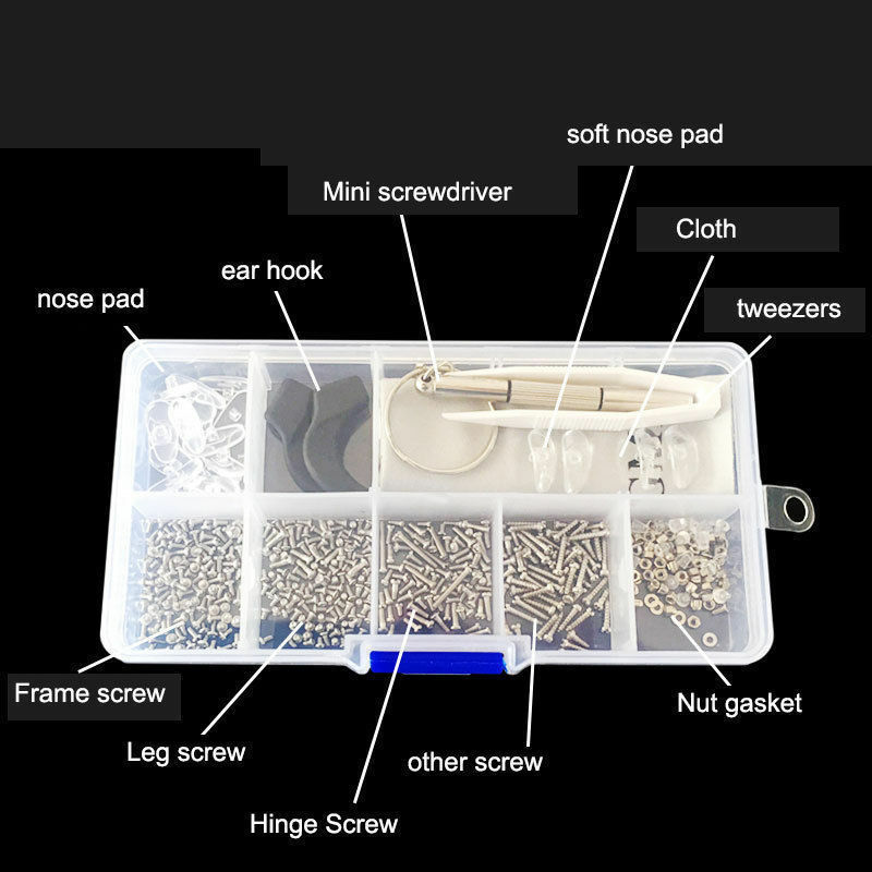 New Sunglasses Eye Glasses Repair Tool Screw Nose Pad Nut Optical Assortment Kit