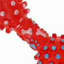 Dotted Dumbbell Shaped Dog Toys Squeeze Squeaky Faux Bone Pet Chew Toys 3C