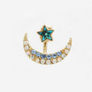 Women Girls Pretty Filled Moon Star Shape Crystal Rhinestone Stud Earrings Kit