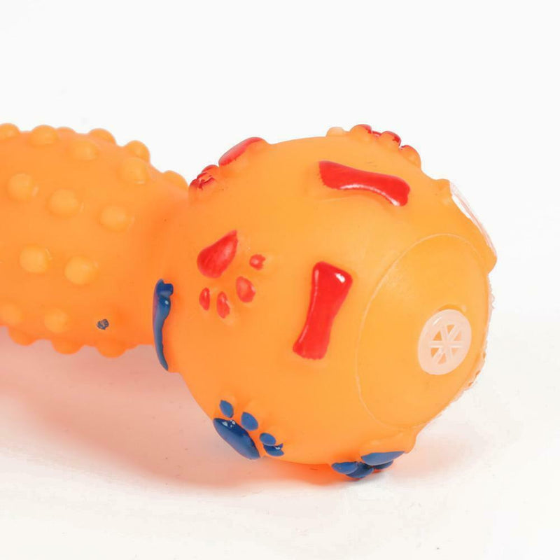 Colorful Dotted Dumbbell Shaped Squeeze Squeaky Faux Bone Pet Dog Toys