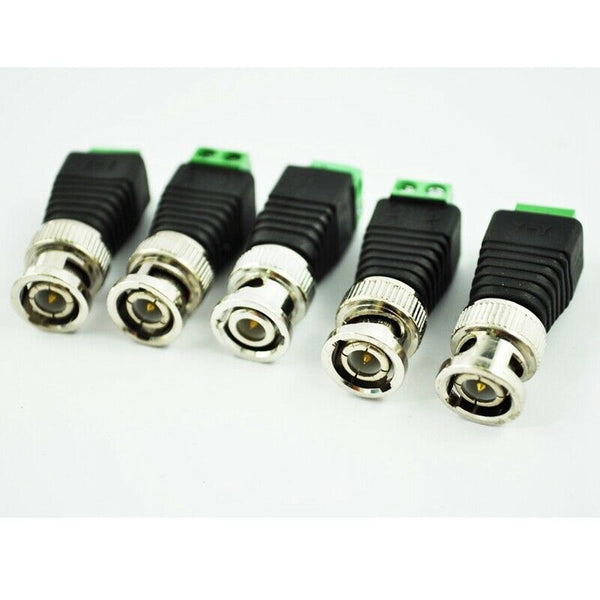5Pcs Coax CAT5 To CCTV Coaxial Camera BNC Male Video Balun Connector F2V8