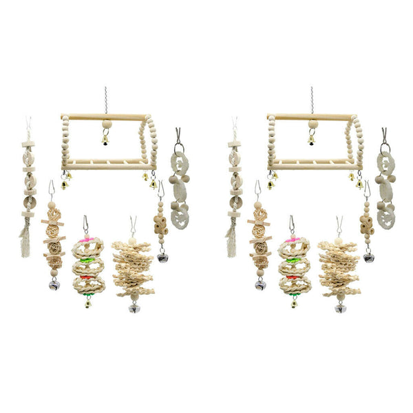 14 x Wooden Toys with Bell for Medium Parrots and Birds Like Amazon, African