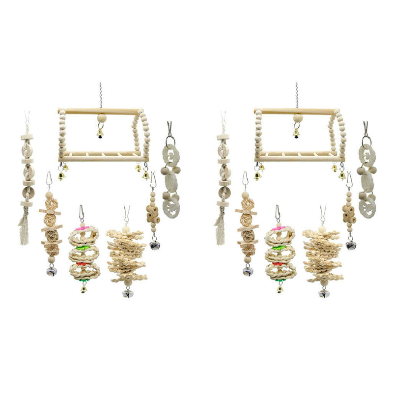 14 x Wooden Toys with Bell for Medium Parrots and Birds Like Amazon, African