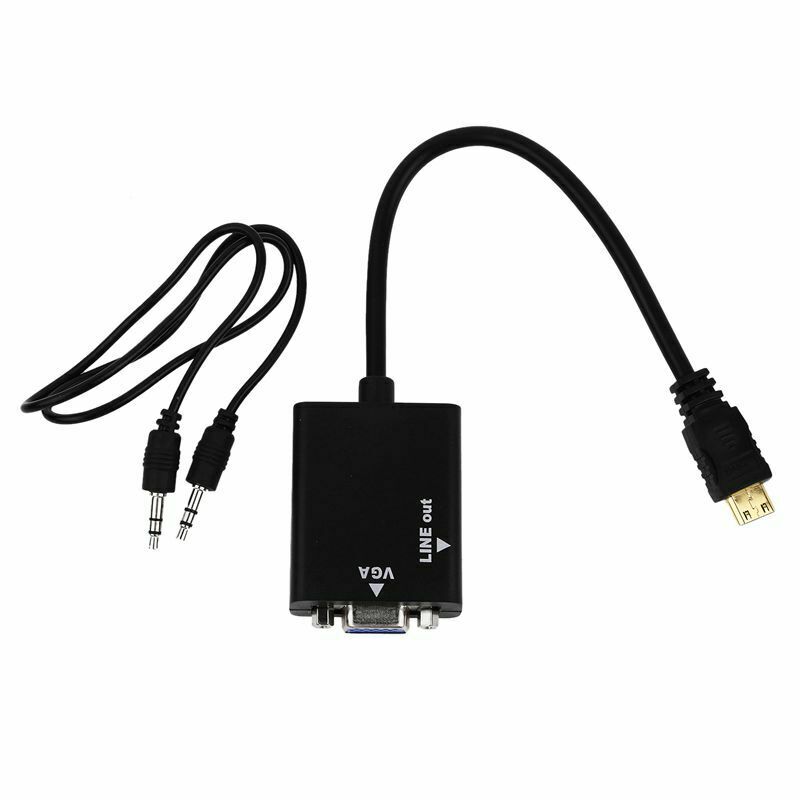 PC HDMI to VGA SVGA RGB Video + Audio Cable Converter Adapter F7O4
