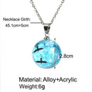 Charm White Clouds Blue Sky Birds Glass Ball Pendant Necklace Terrarium 2.8cm