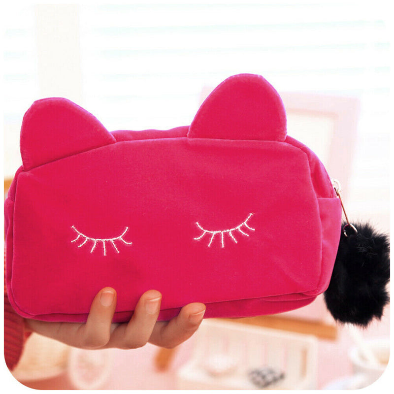 Cute Cosmetic Makeup Bag Case Handbag Travel Toiletry Organizer (Rose Red) A