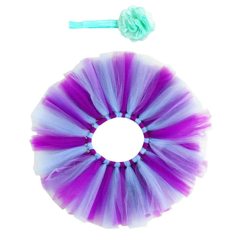 2pcs Baby Gauze Tutu Skirt Headband Set Newborn Photography Props (NO.26)