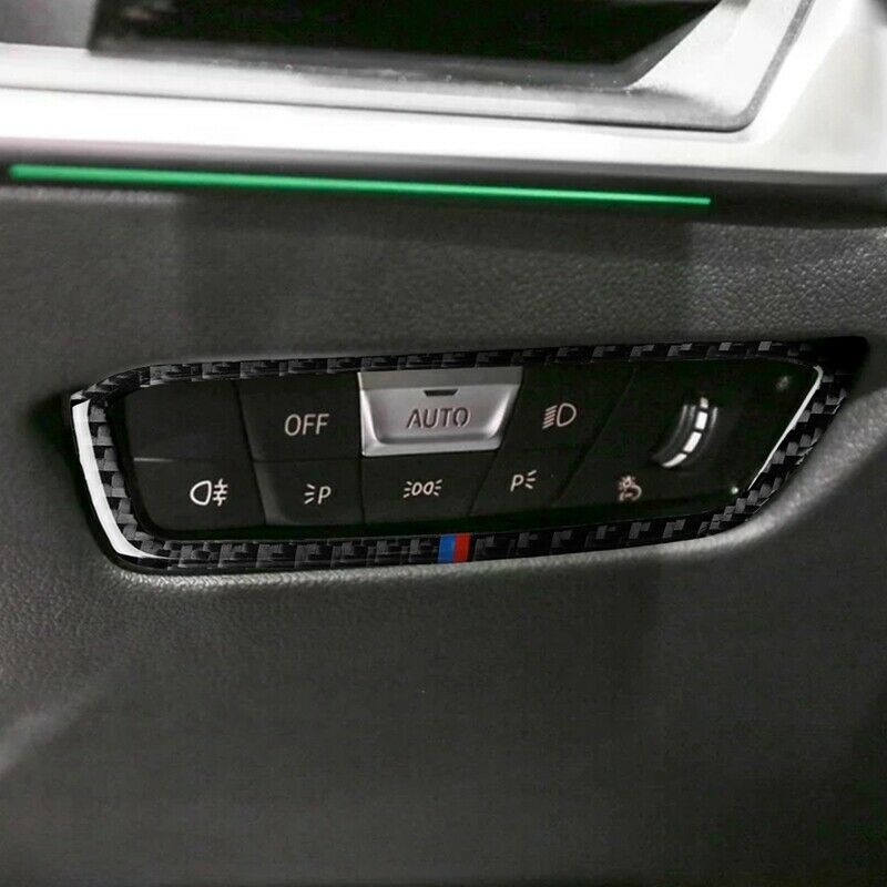 Carbon Fiber Headlight Switch Button Cover Trim Fit for BMW 3 Series G20 G2