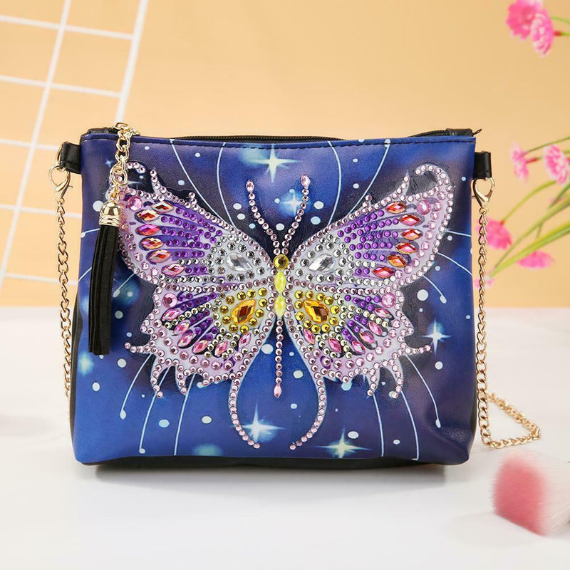 DIY Butterfly Special Shaped Diamond Painting Leather Chain Messenger Bags