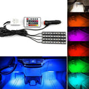 4pc 9LED Remote Control Colorful RGB Car Interior Floor Atmosphere Light Stri ME