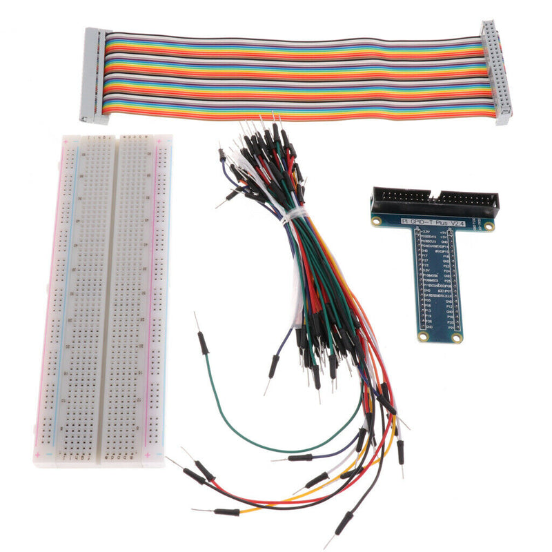 Breadboard & GPIO Board +65x Jumper Cable & Ribbon Cable for Raspberry Pi 3