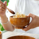 1Pc Wooden Bowl Japanese Style Wood Rice Soup Bowl Salad Bowl Food Containe