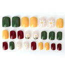 24pcs Cute Flower Colorful False Nails Art Acrylic Full Cover Tips Manicure  ME