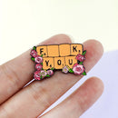 Creative Clothing Bags Women Men Metal Lapel Pin Flower Letter Drip Brooch A