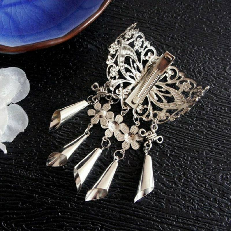 Hairpin Women Tassel Hollow Hair Clip Beads Dangle Hair Pins Crystal NEW H7