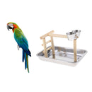 2pcs Bird Playground Wood Perch Exercise Playgym with Feeder Cups for Cockatoo