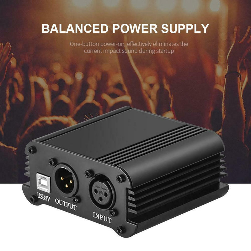 48V Phantom Power Supply USB Power Adapter for Micro Condenser Microphone
