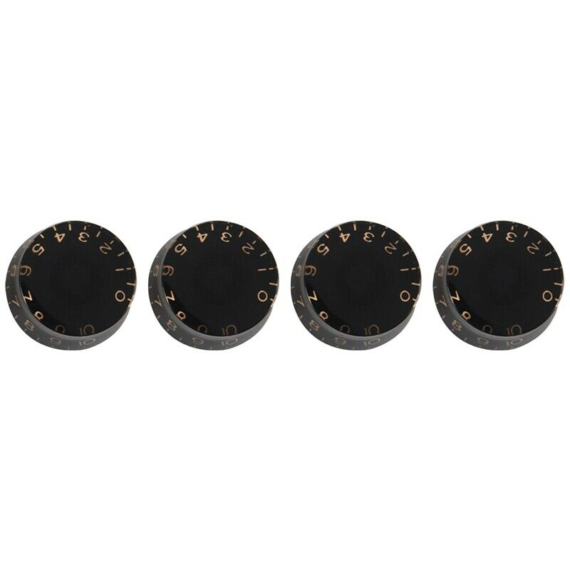 4-Piece Black Acrylic + Plastic Top Hat Guitar Speed Bell Knob Volume Tone