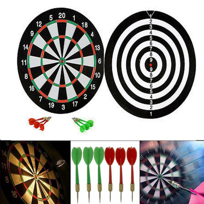 Dartboard 15" Double Sided Indoor Outdoor Game With 6pcs Darts Toys