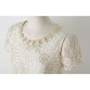 Summer Women Chiffon Shirt Lace Tops Beading Embroidery O-Neck Tops Blouse