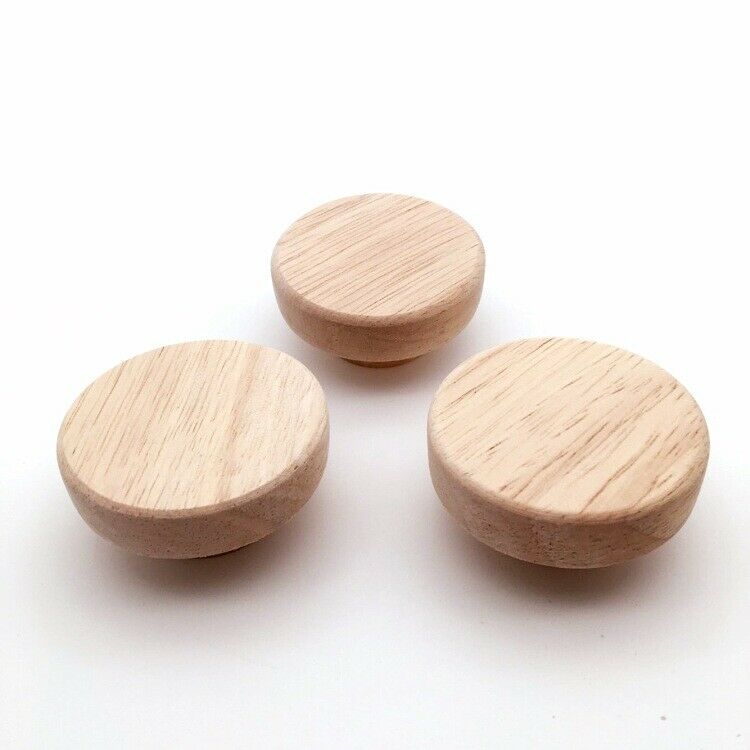 10X Home Accessory 50X25Mm Wooden Knob Wood Round Pull Knobs for Cabinet Dr C8R1