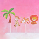 1 Set Lions & Trees Forest Suit Cake Toppers Party Cupcake Flag Cake Decorati BX