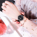 Waterproof Star Sky Quartz Watch Women Leather Strap Wristwatch (Pink B) A